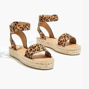 Soludos Flatform Cadiz Sandals in Leopard Calf Hair Platform Espadrilles Size 11